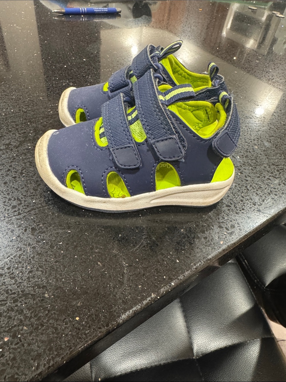 Kids Navy and Lime Active Sandals